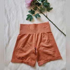 Orange High Waist Seamless Yoga Shorts